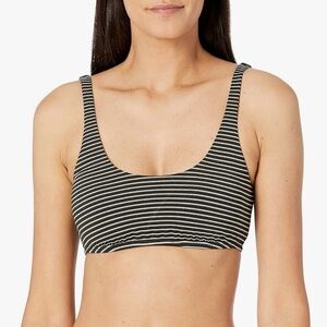 Bar III Metallic Stripe Black/White Bikini Top L NWT